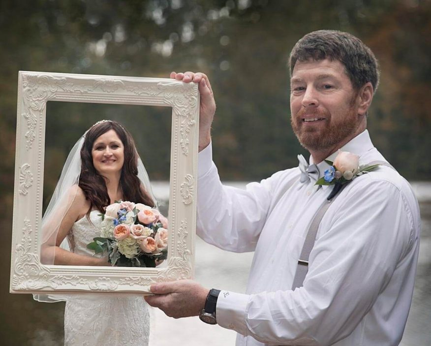 Creative bride and groom portrait