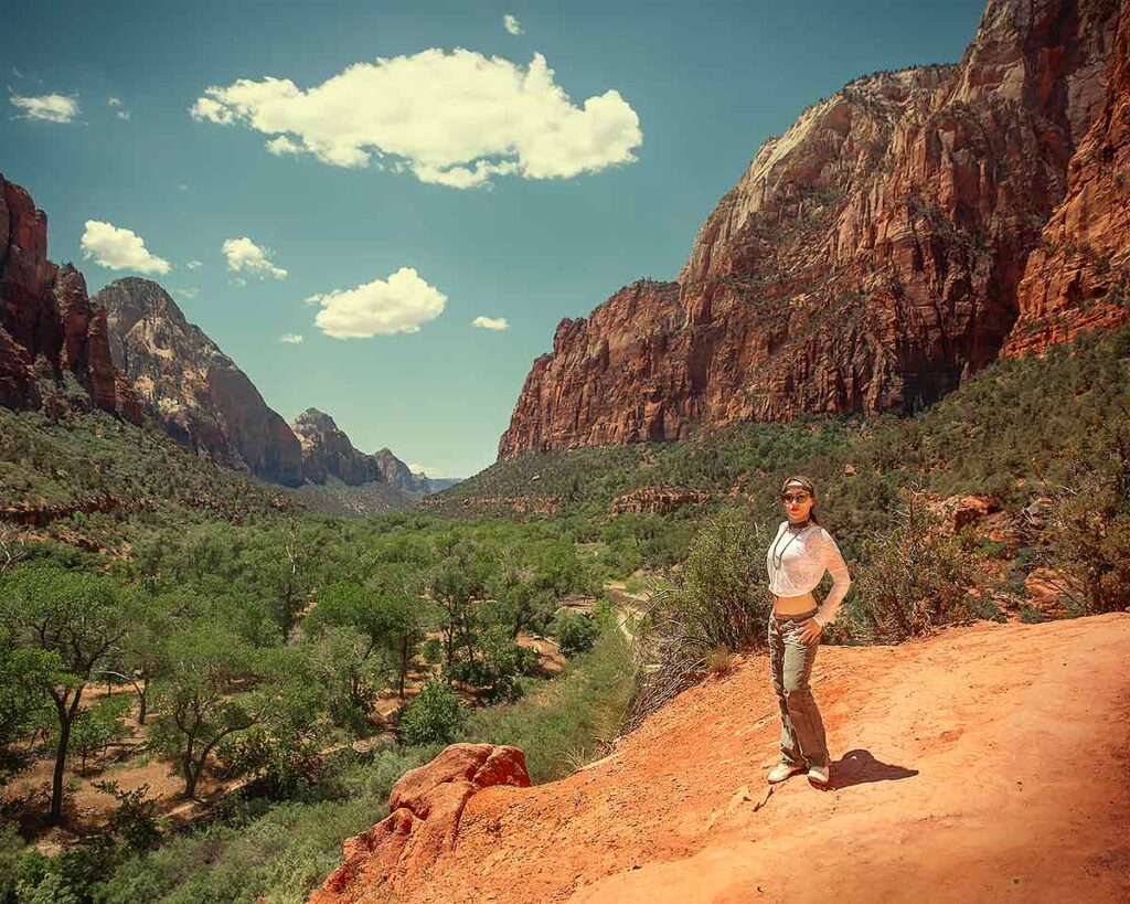 Zion sandstone amphitheater landscape