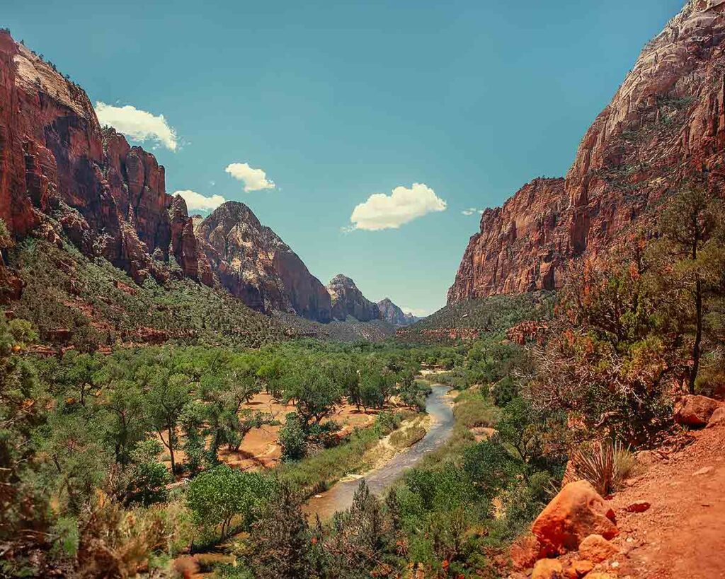 Zion valley floor and Virgin River view